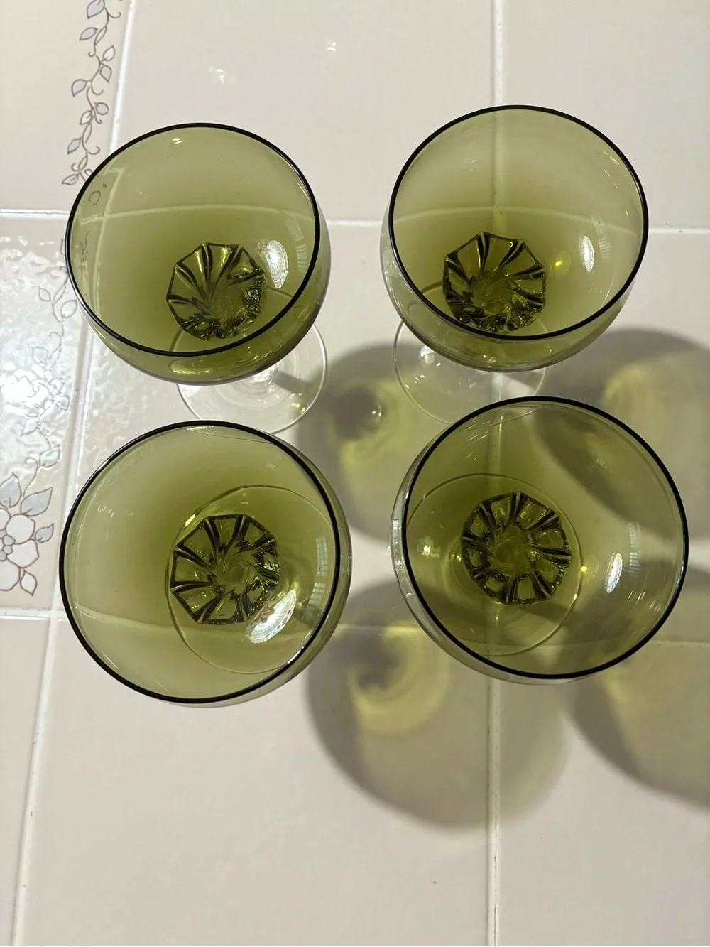 Sasaki Coronation Dark Green Champagne Glasses Set Of 4